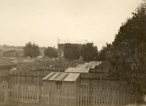 Garage and yards in 1929 looking out east over Melbourne
